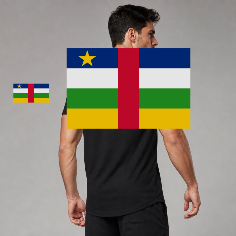 Central African Republic Flag T-Shirt (Chest + Back)