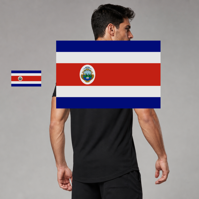 Costa Rica Flag T-Shirt (Chest + Back)
