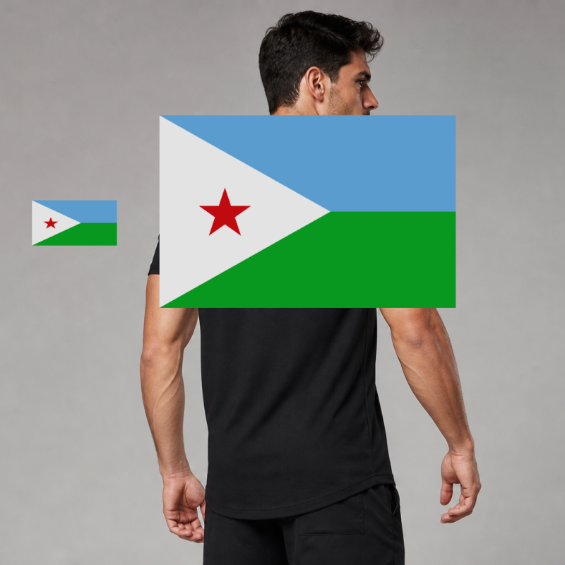 Djibouti Flag T-Shirt (Chest + Back)