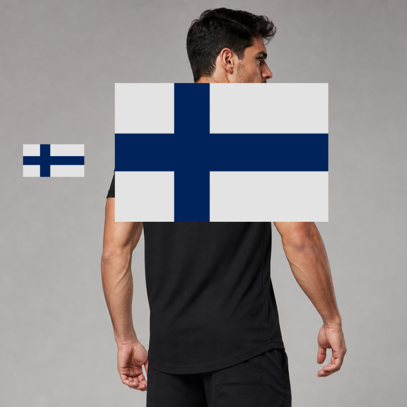 Finland Flag T-Shirt (Chest + Back)