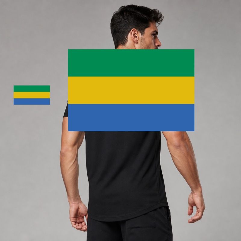 Gabon Flag T-Shirt (Chest + Back)