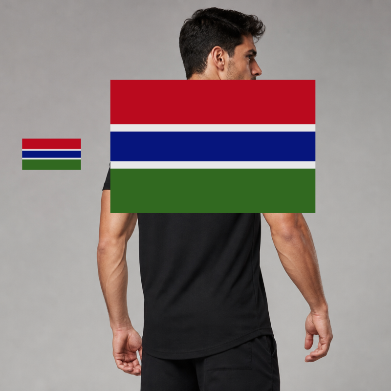 Gambia Flag T-Shirt (Chest + Back)