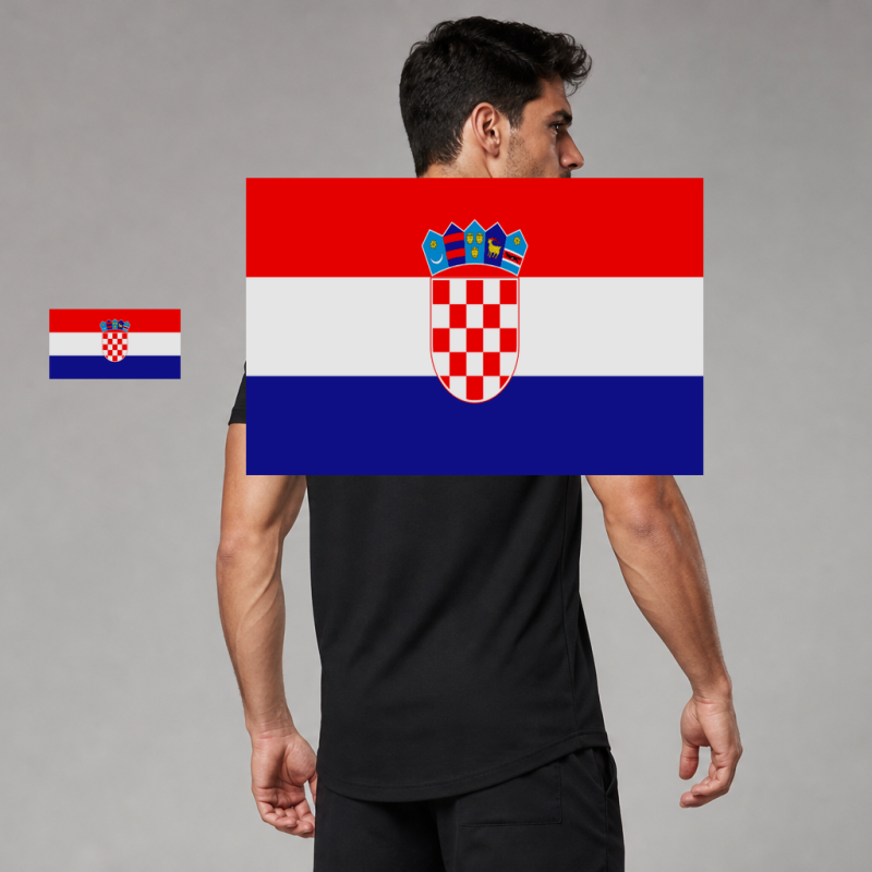 Croatia Flag T-Shirt (Chest + Back)