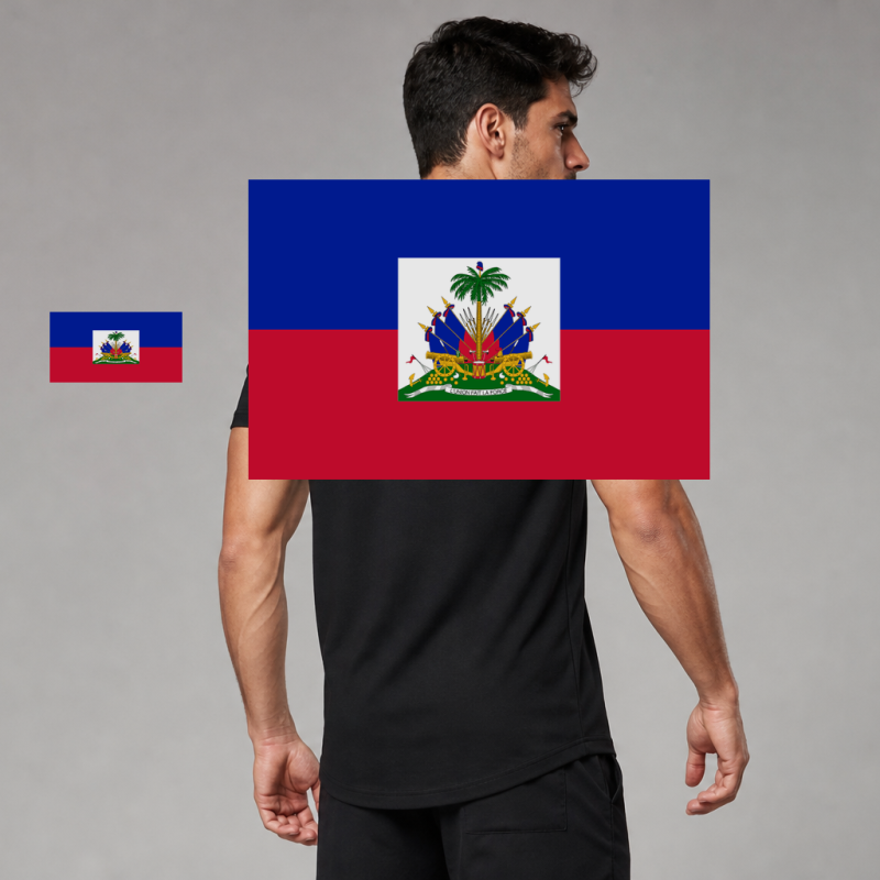 Haiti Flag T-Shirt (Chest + Back)