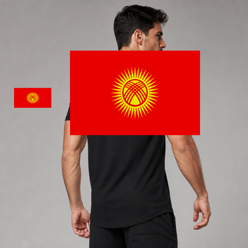 Kyrgyzstan Flag T-Shirt (Chest + Back)