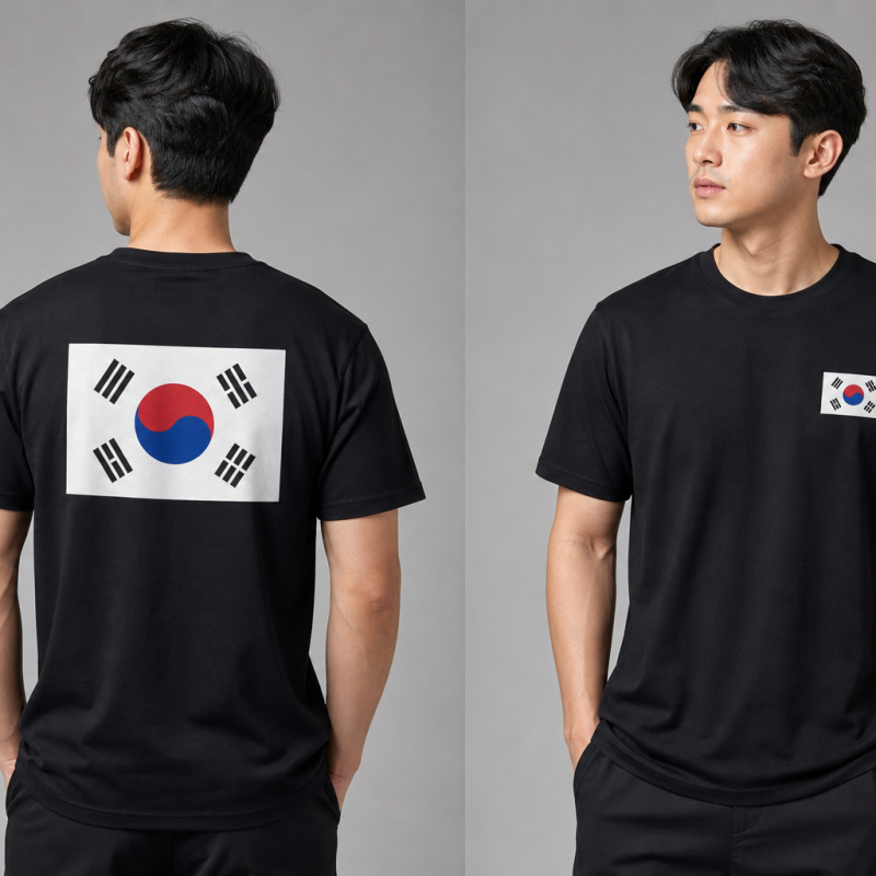 South Korea Flag T-Shirt (Chest + Back)