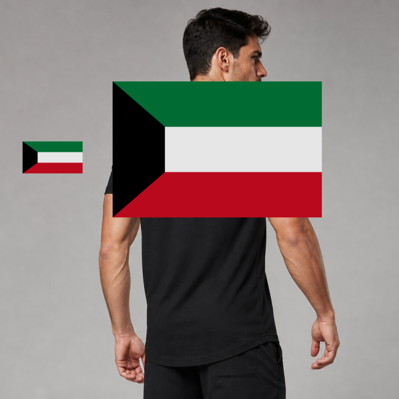 Kuwait Flag T-Shirt (Chest + Back)