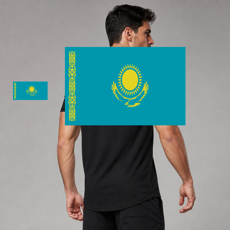 Kazakhstan Flag T-Shirt (Chest + Back)