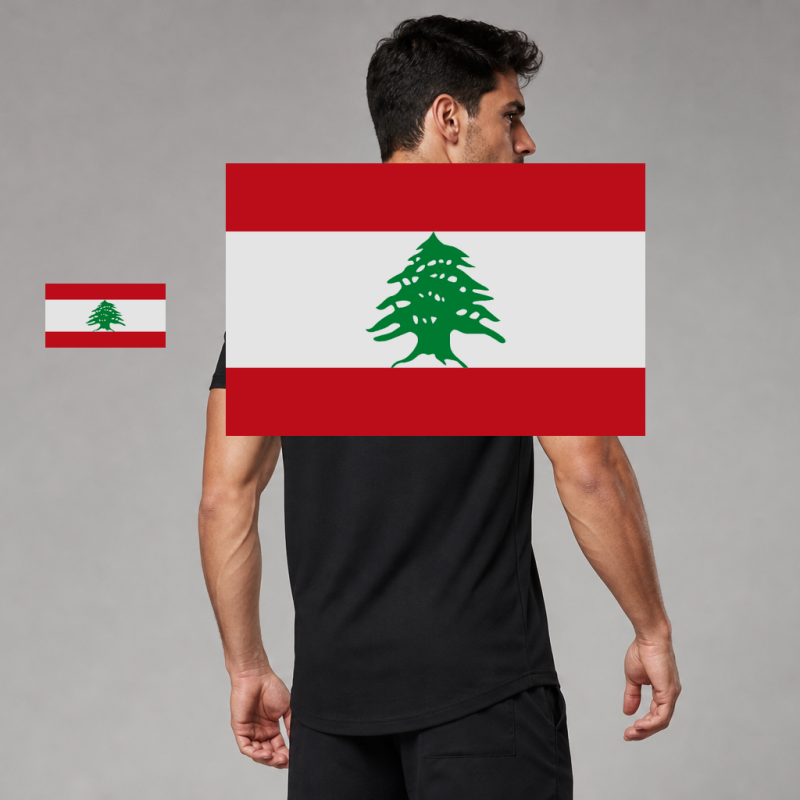 Lebanon Flag T-Shirt (Chest + Back)