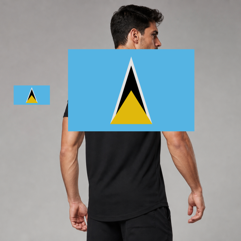 Saint Lucia Flag T-Shirt (Chest + Back)