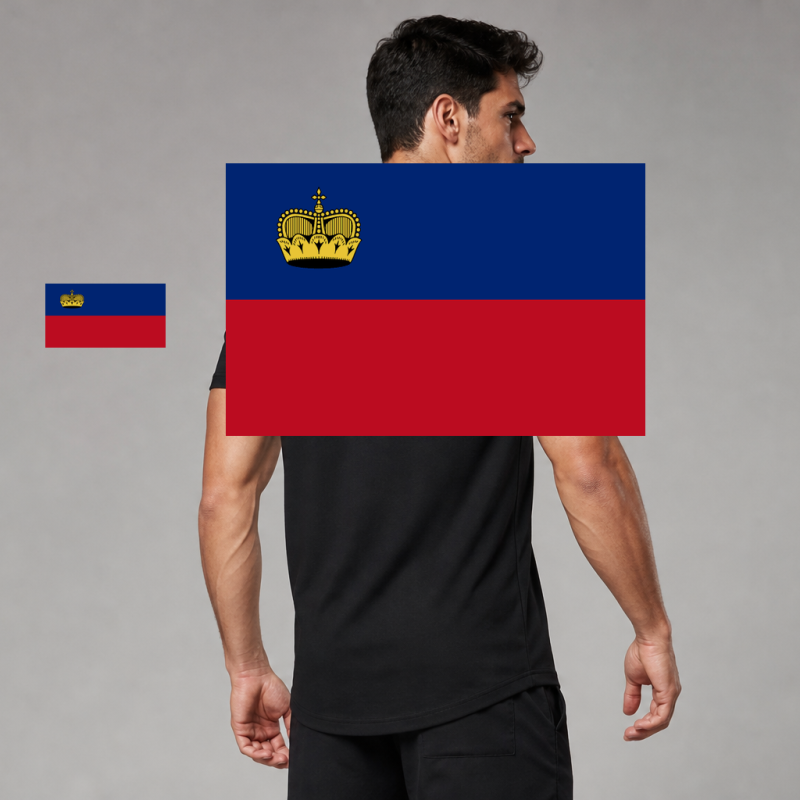 Liechtenstein Flag T-Shirt (Chest + Back)