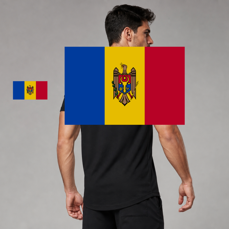 Moldova Flag T-Shirt (Chest + Back)