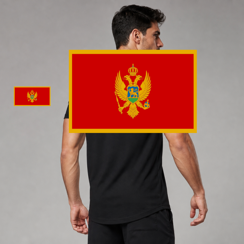 Montenegro Flag T-Shirt (Chest + Back)