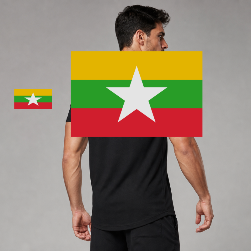 Myanmar Flag T-Shirt (Chest + Back)