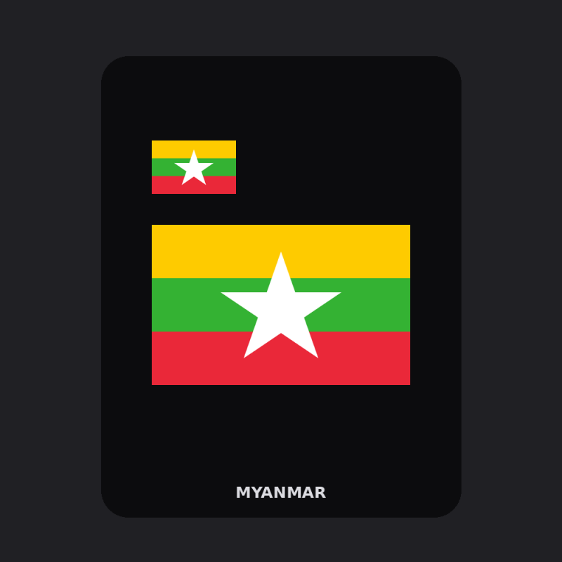 Myanmar Flag T-Shirt (Chest + Back)