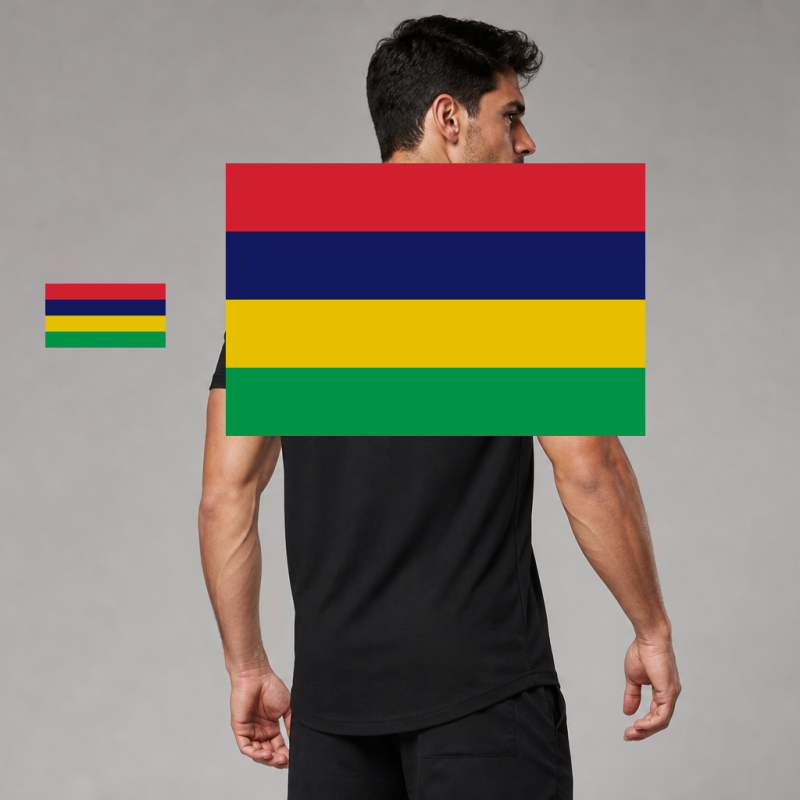 Mauritius Flag T-Shirt (Chest + Back)