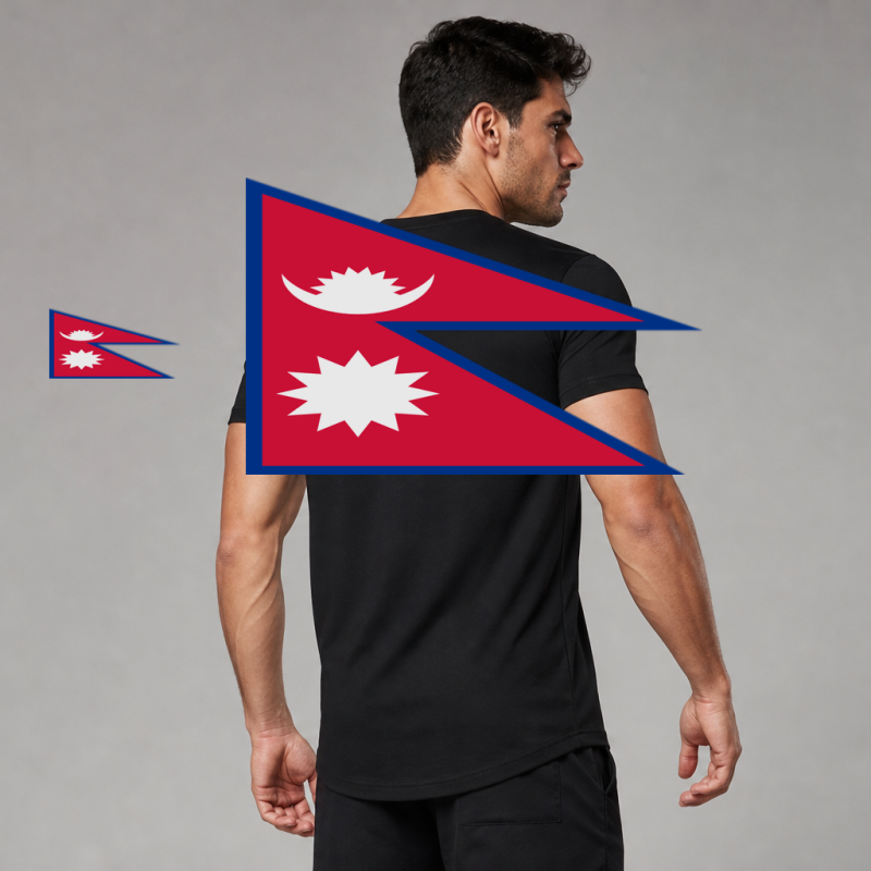 Nepal Flag T-Shirt (Chest + Back)