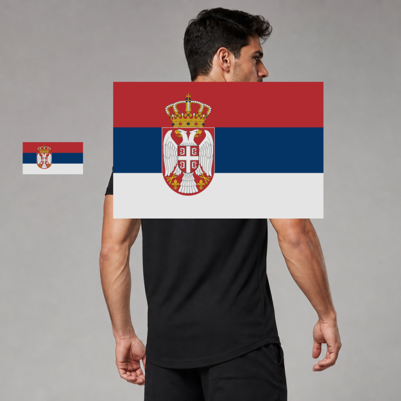 Serbia Flag T-Shirt (Chest + Back)