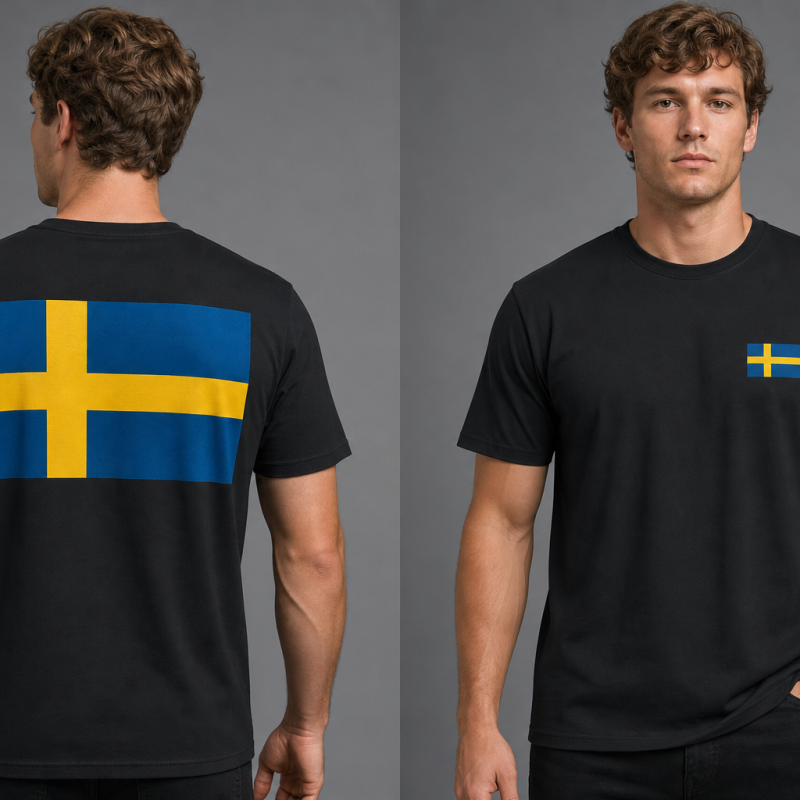 Sweden Flag T-Shirt (Chest + Back)