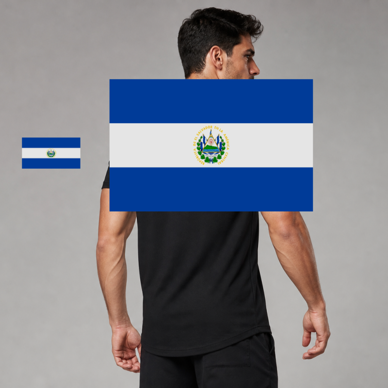 El Salvador Flag T-Shirt (Chest + Back)