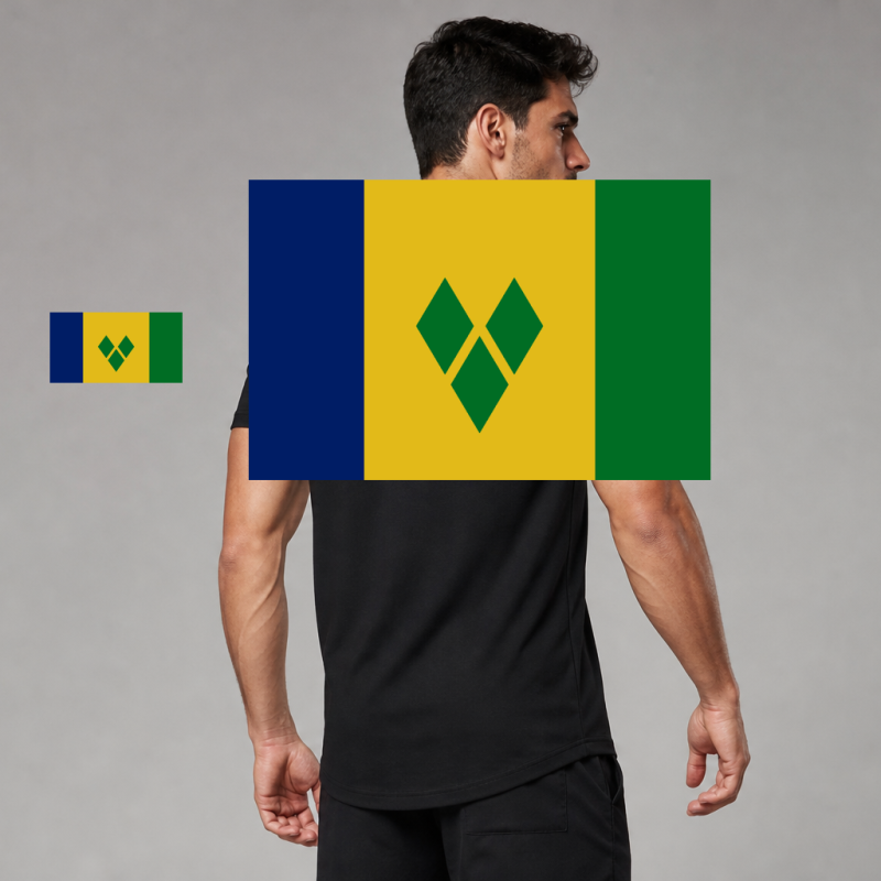 Saint Vincent and the Grenadines Flag T-Shirt (Chest + Back)