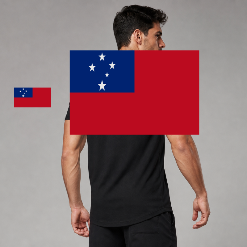 Samoa Flag T-Shirt (Chest + Back)